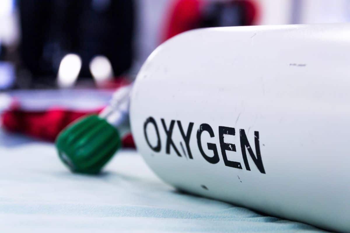 Close-up of an oxygen cylinder